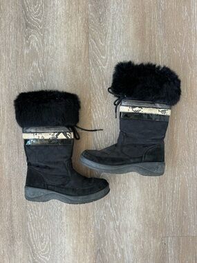 Coach Lorna Black Fur / Leather Snow Boots Women’s Size 7.5
